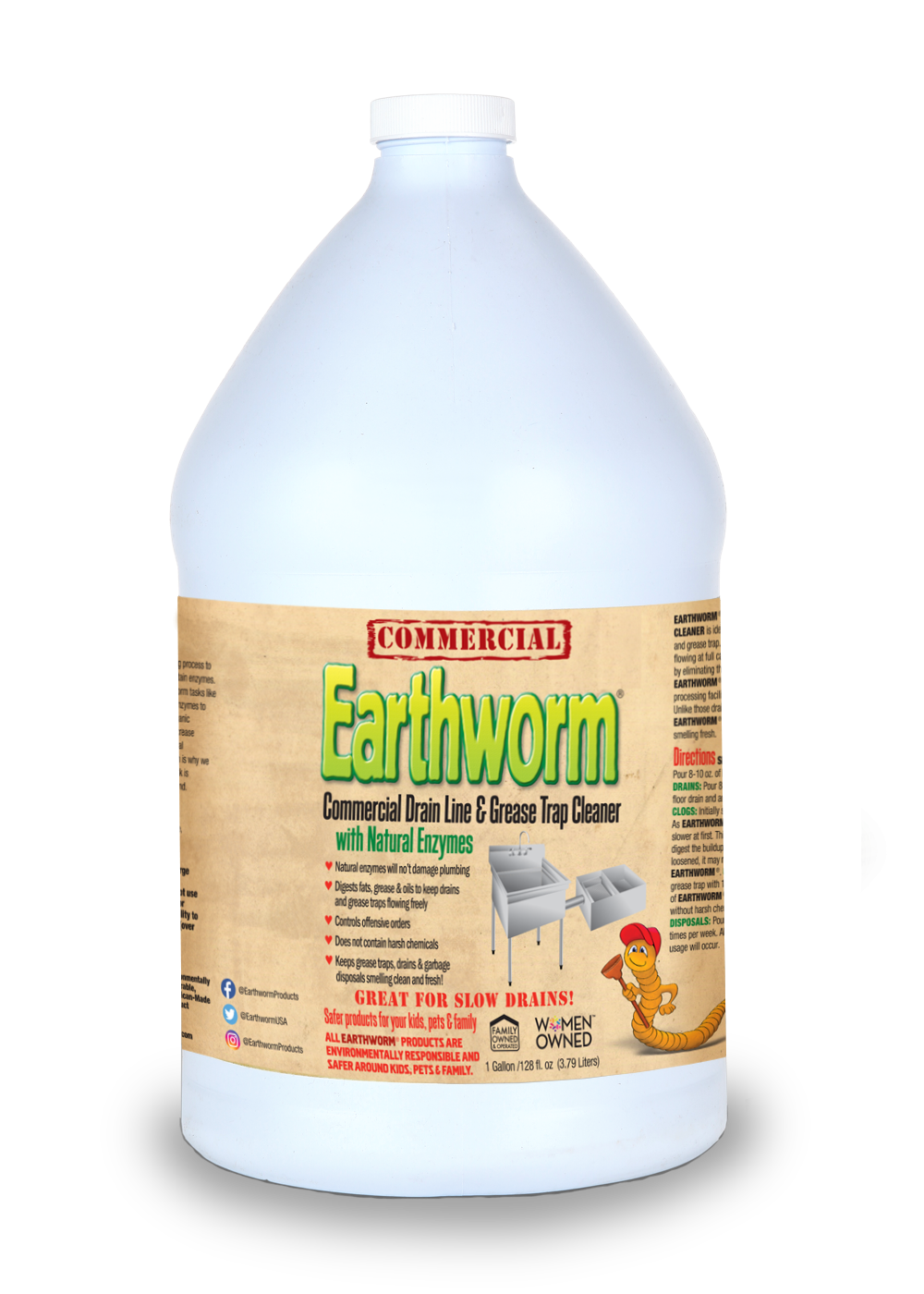 Earthworm® Commercial Drain Line & Grease Trap Cleaner