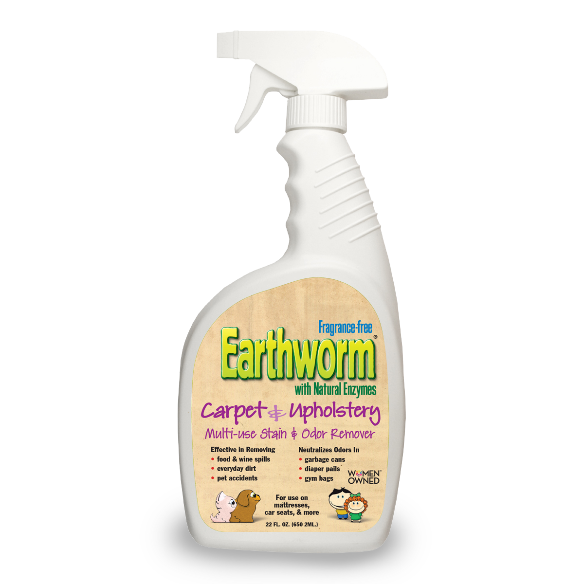 Earthworm Carpet & Upholstery Cleaner, Fragrance-Free - 22 fl oz
