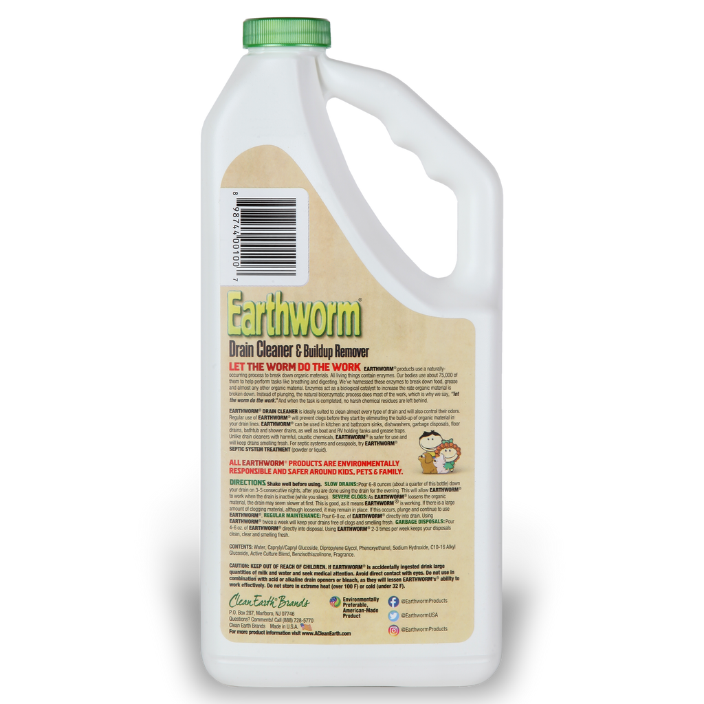 Earthworm Commercial Drain Line and Grease Trap Cleaner Treatment - Clog  Remover - Drain Opener/Deodorizer - Natural Enzymes, Environmentally