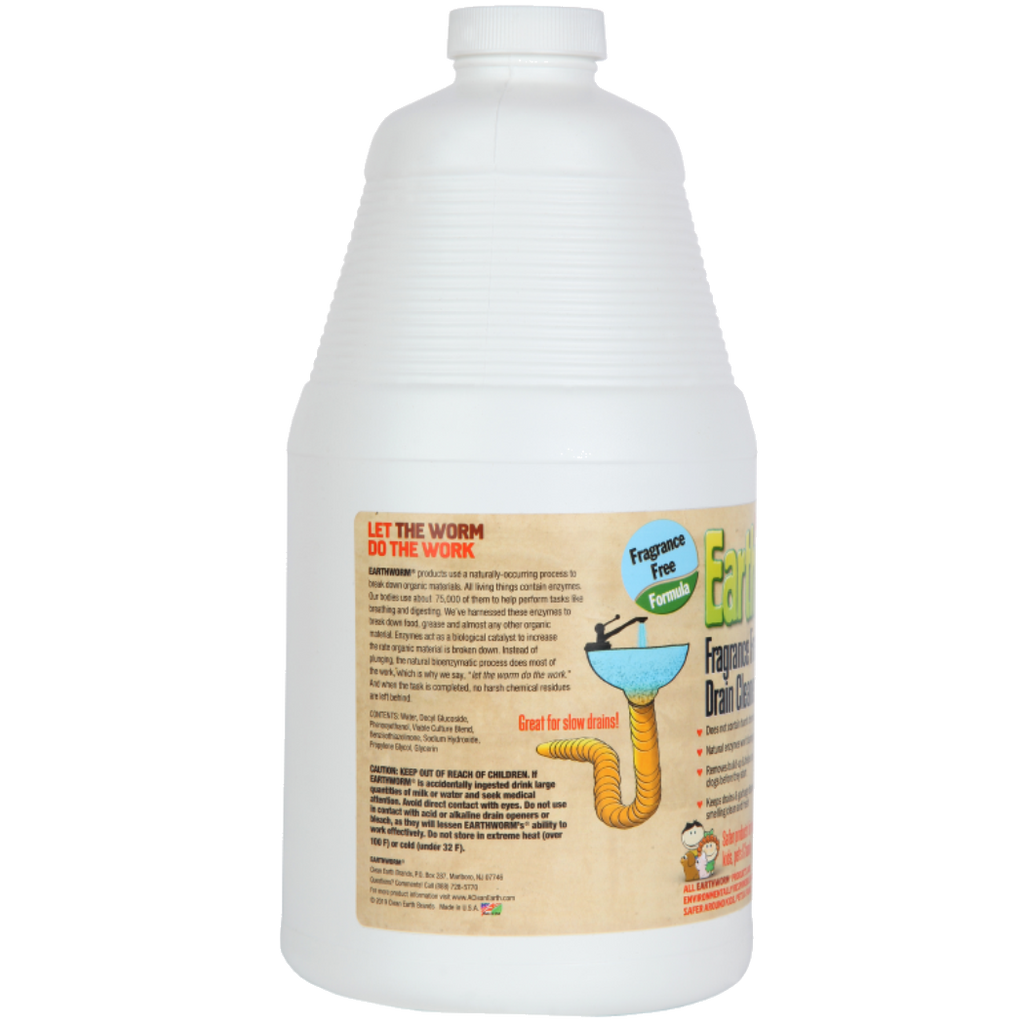 Earthworm Drain Cleaner - Deodorizer - Natural and Family-Safe 64 Ounce