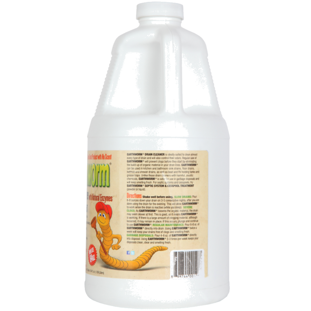 Earthworm Fragrance Free Drain Cleaner - Drain Opener - Natural Enzymes, Environmentally Responsible, Safer for Pets and Kids - 1 Gallon