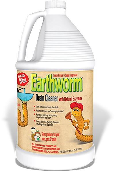Earthworm Drain Cleaner - Deodorizer - Natural and Family-Safe 64 Ounce