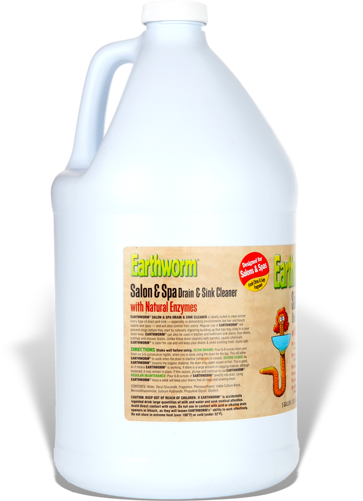 Earthworm Salon & Spa Drain and Sink Cleaner - Drain Opener - Natural Enzymes, Environmentally Responsible, Safer for Pets and Kids - 1 Gallon